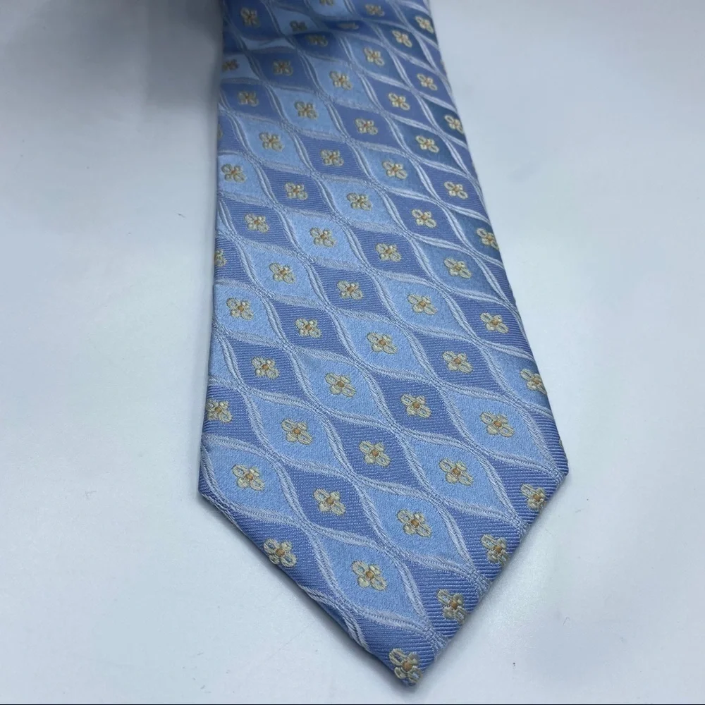 Ike Behar NY‎ Blue Gold Silk Tie